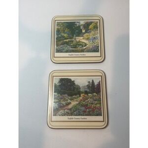 VTG Pimpernel Floral Coasters Set of 2 English Country Gardens Tea Party